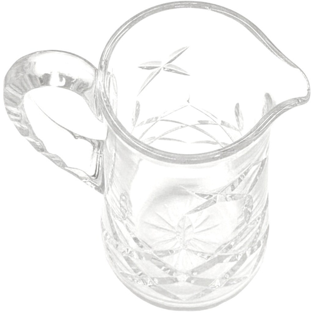 Vintage Cut Crystal Glass Creamer Pitcher Diamond Pattern Starburst Base 6 A1